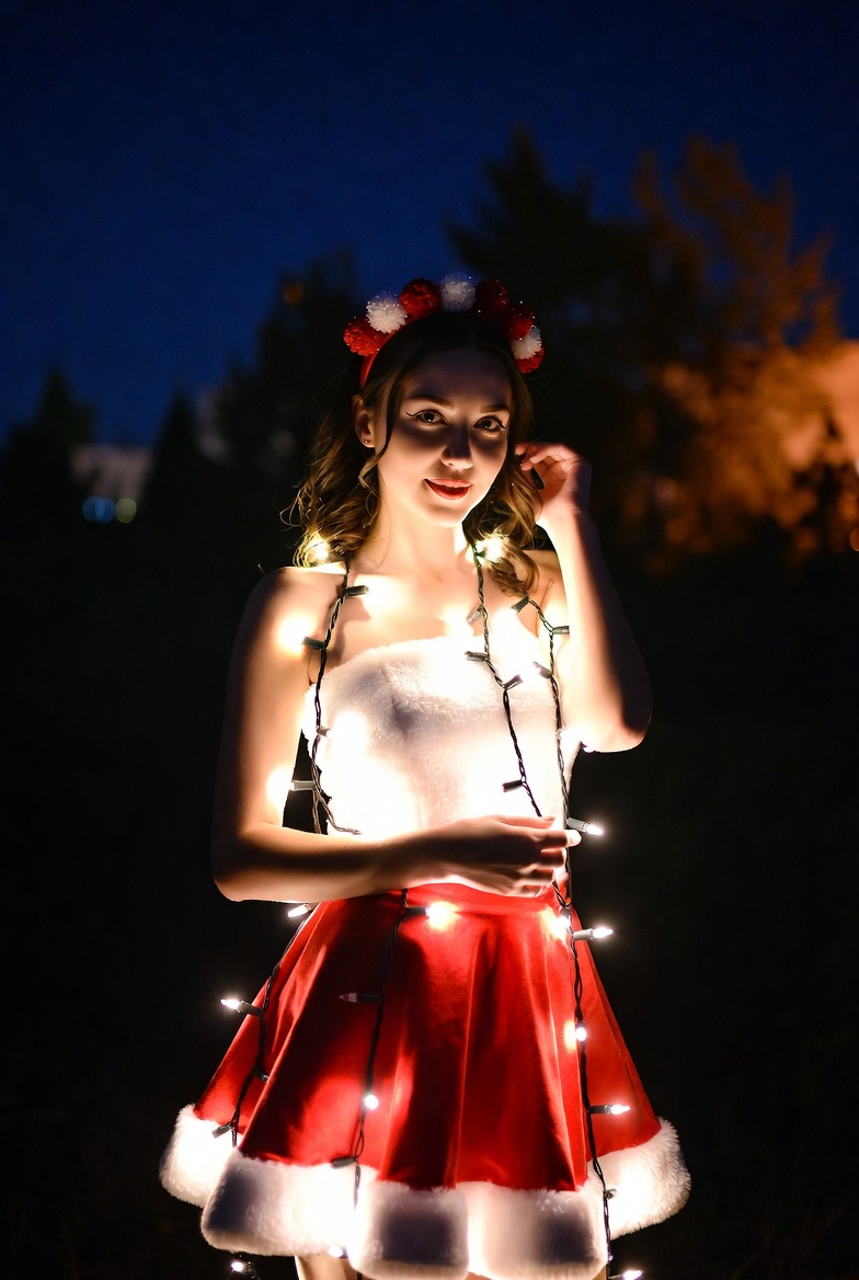 Festive Glow: A Cheerful Christmas Portrait