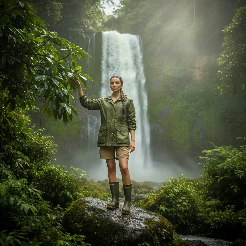 Amazon Rainforest Waterfall – Mist-Heavy Explorer Portrait