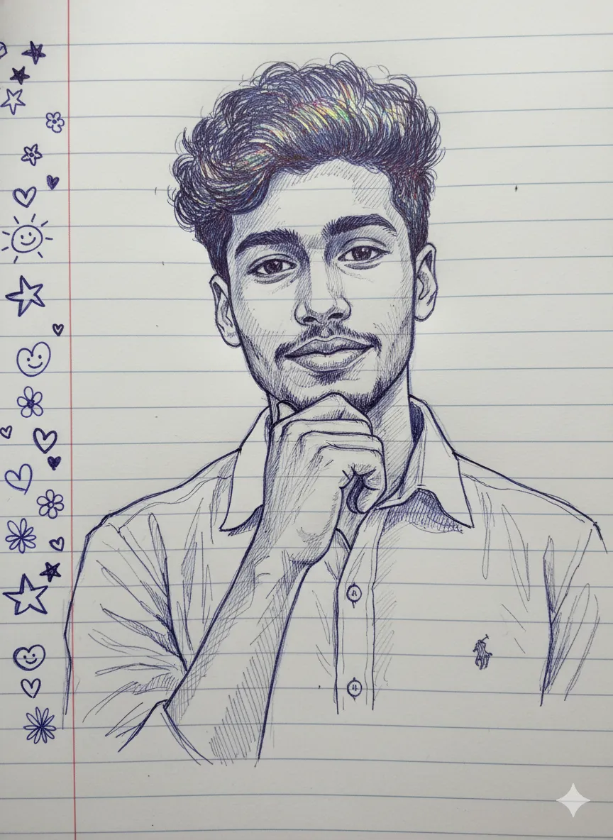 A realistic ballpoint pen sketch