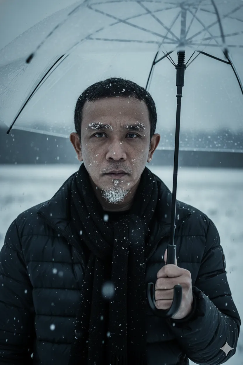 Man in snowy