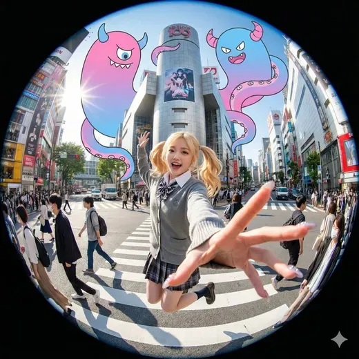 女子一只手夸张地伸向镜头