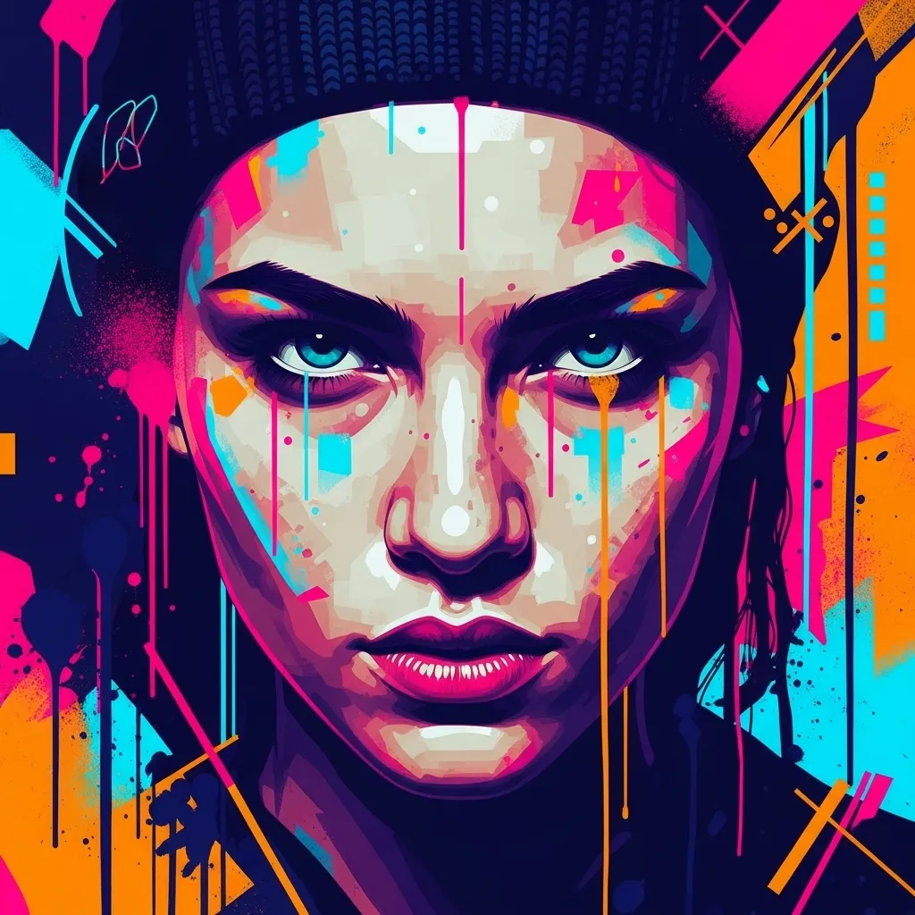 Vibrant Abstract Graphic Art Portrait