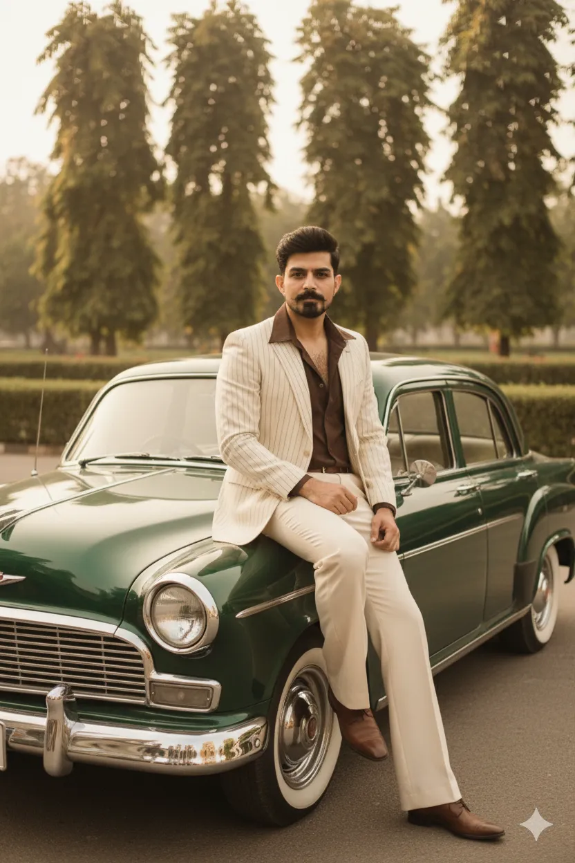 vintage 1970s Bollywood-inspired look