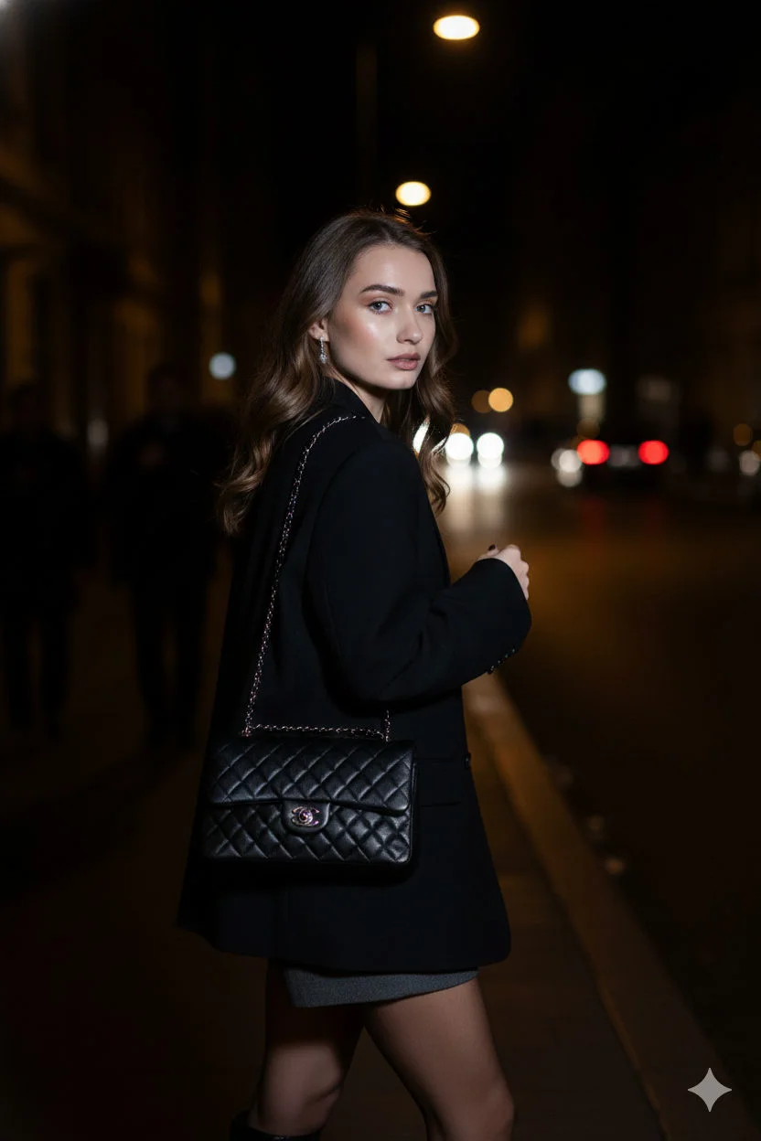 Night street flash portrait