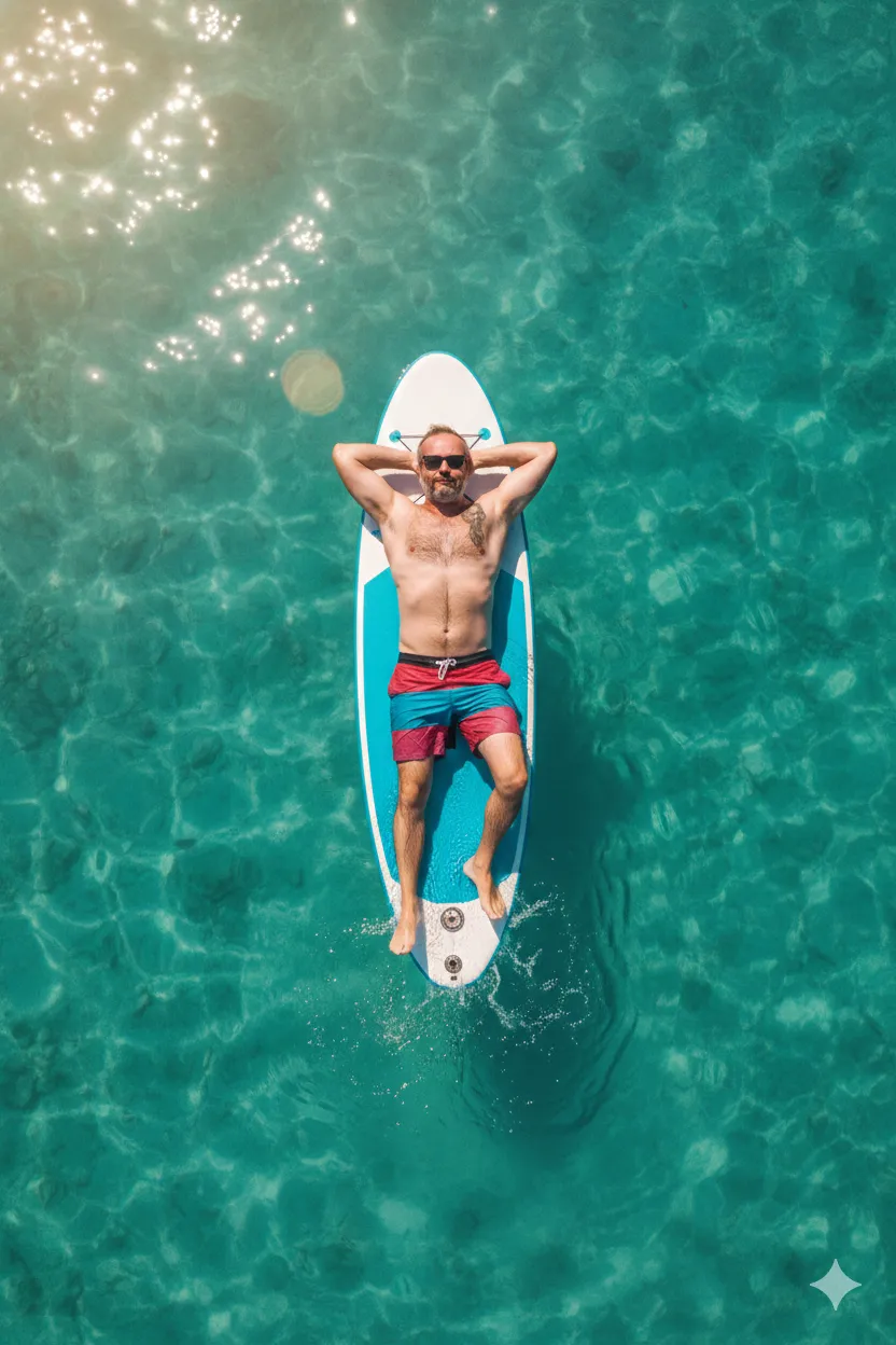 resting on paddle board