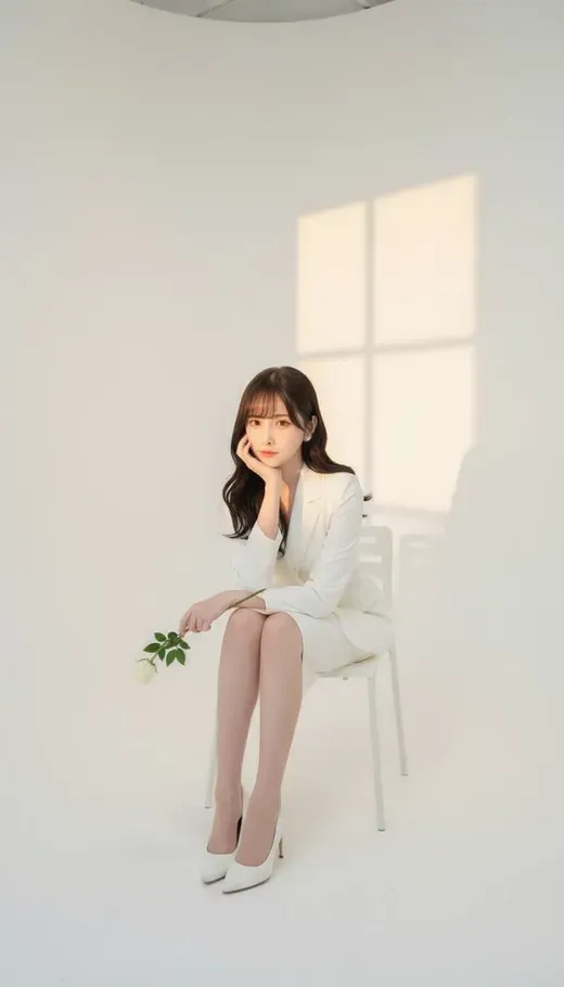 影楼拍摄女性坐在椅子上肖像照
