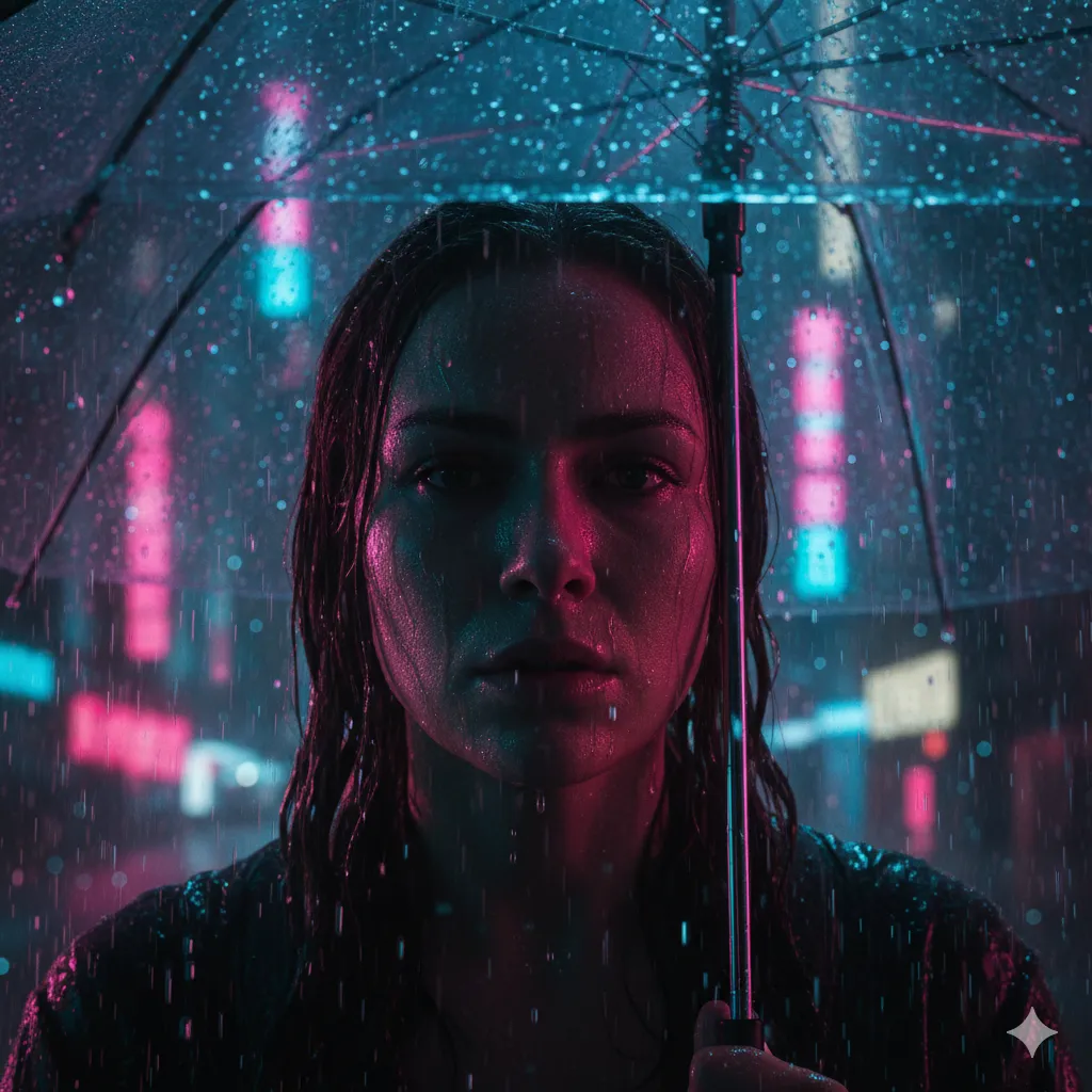 Neon Rain Dreams – Hyperrealistic Cyberpunk Portrait
