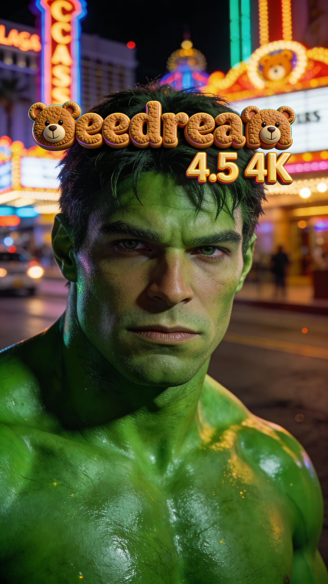 Hyper-realistic portrait with vibrant green skin on the Las Vegas Strip - Image 2