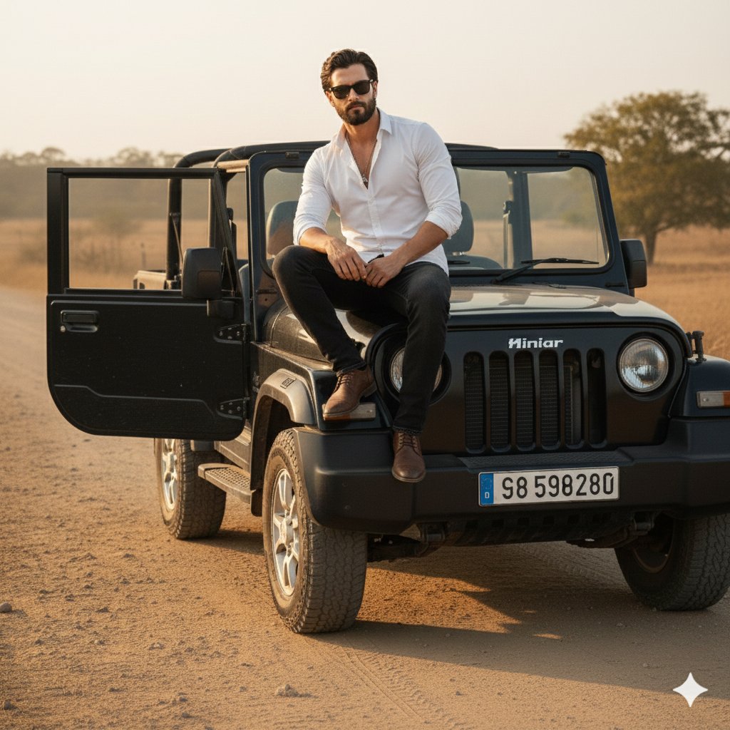 Cinematic Jeep Driver Portrait Prompt with Face Match - Image 2