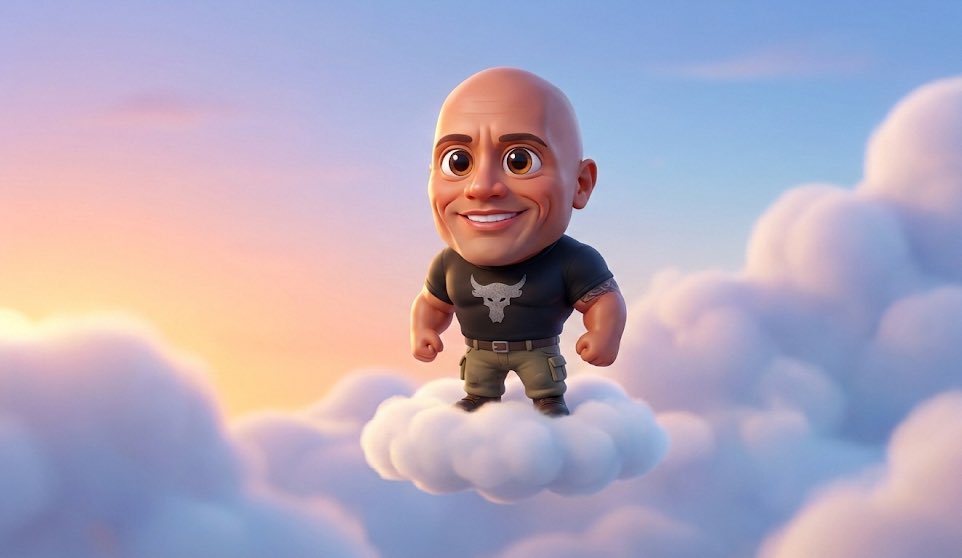 Pixar-Style Celebrity Caricature on Cloud - Image 1