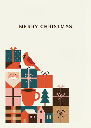 Retro Mid-Century Geometric Christmas Card