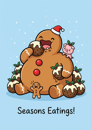 Funny Gluttonous Gingerbread Man Card