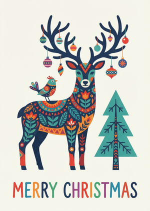 Modern Scandinavian Folk Art Reindeer