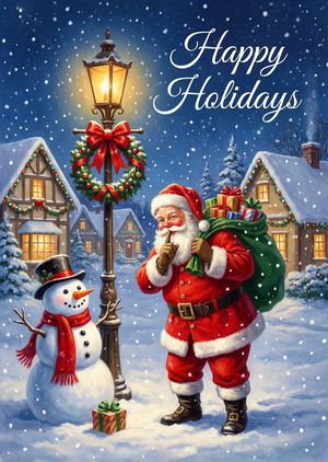 Vintage Shushing Santa at Night