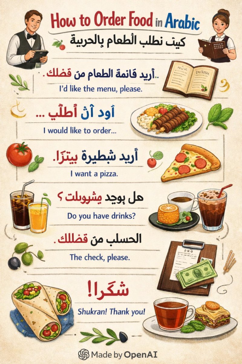 Multi-Panel Image for Ordering Food in Arabic - Image 2