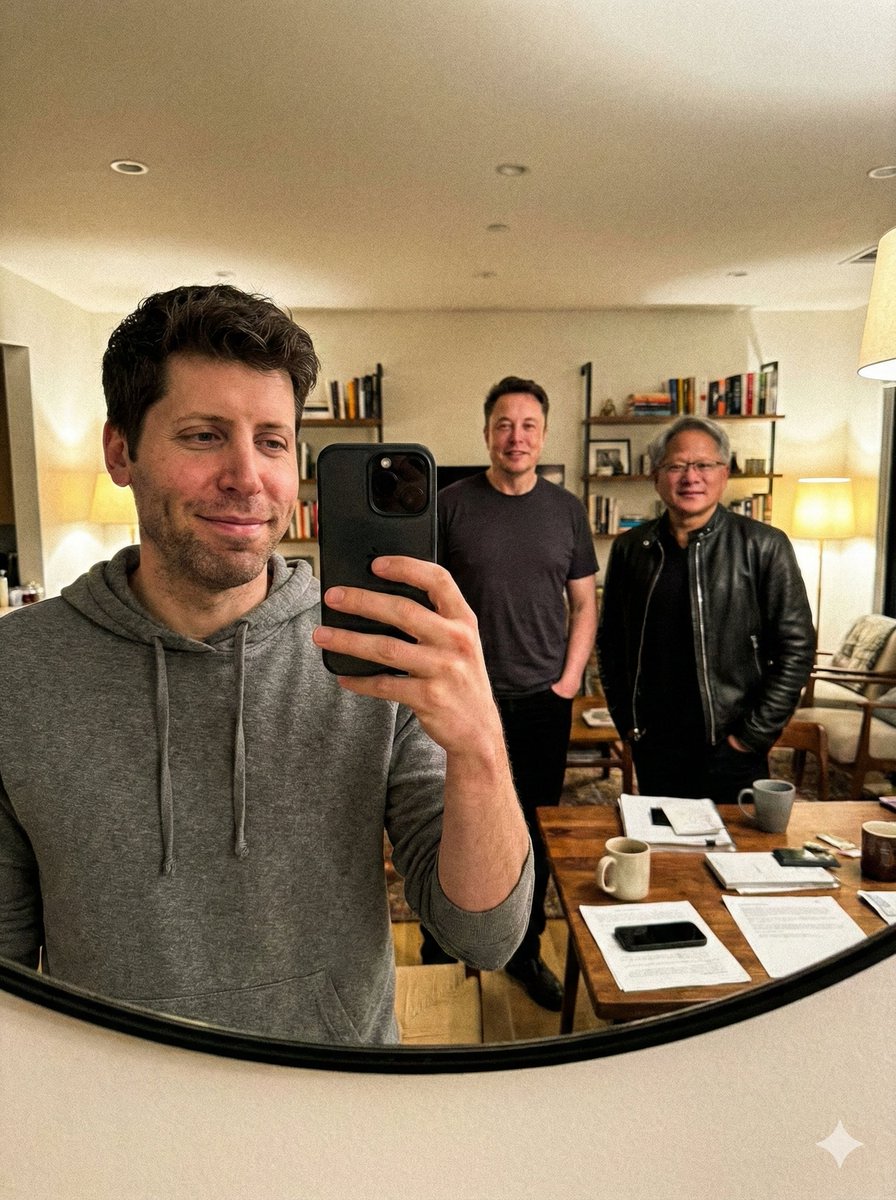 Unfiltered mirror selfie with tech leaders - Image 1
