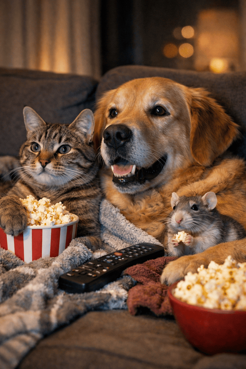 Animals watching a movie, DSLR photo