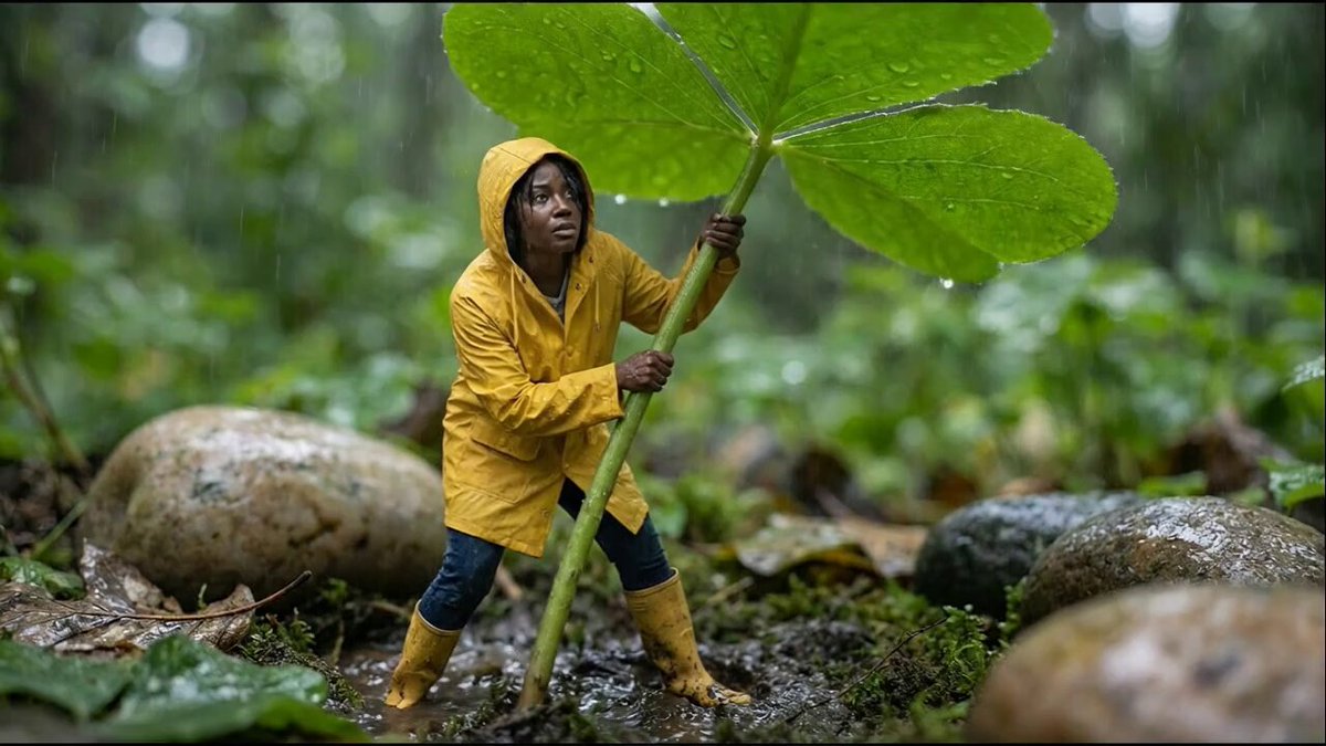 Hyper-Realistic Macro Photo of a Woman in Rain