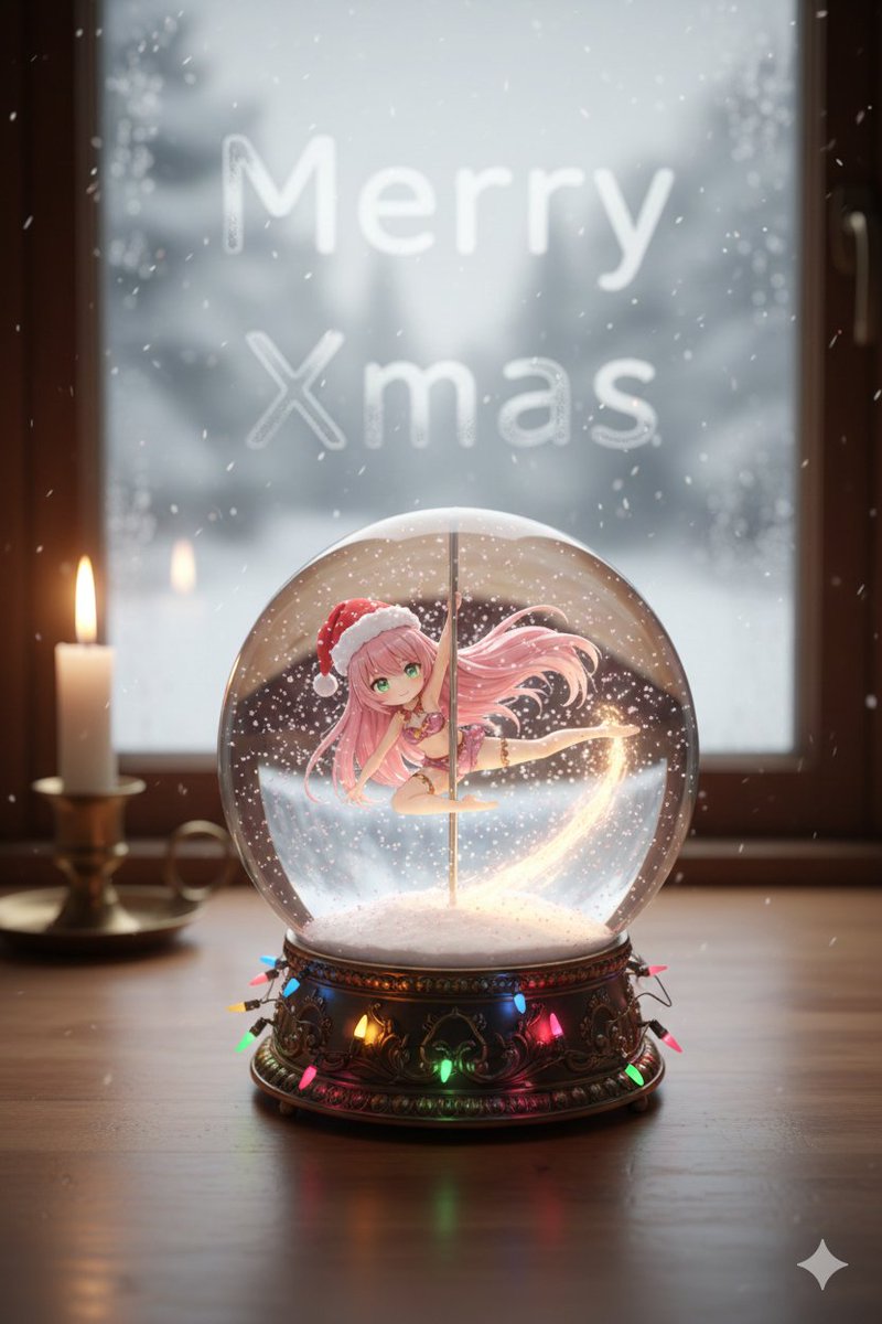 Anime Chibi Character in a Photorealistic Christmas Snow Globe - Image 2