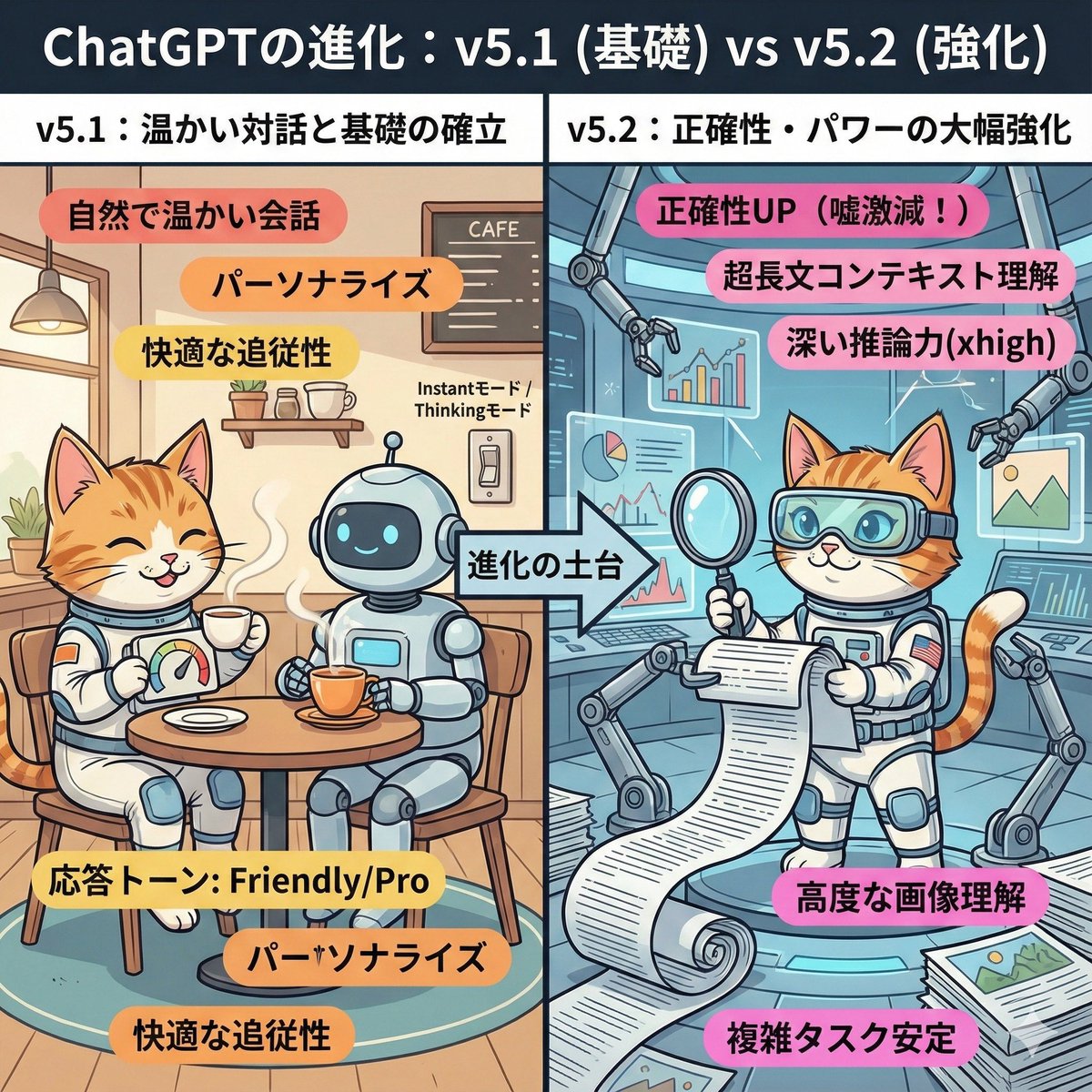 ChatGPT v5.1 vs v5.2 Evolution Infographic Prompt