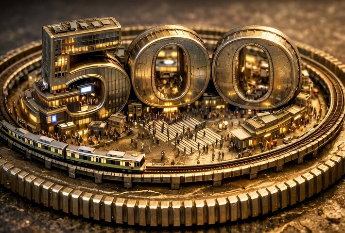 Hyper-Detailed Macro Photography Prompt: Japanese Coin as a Megacity