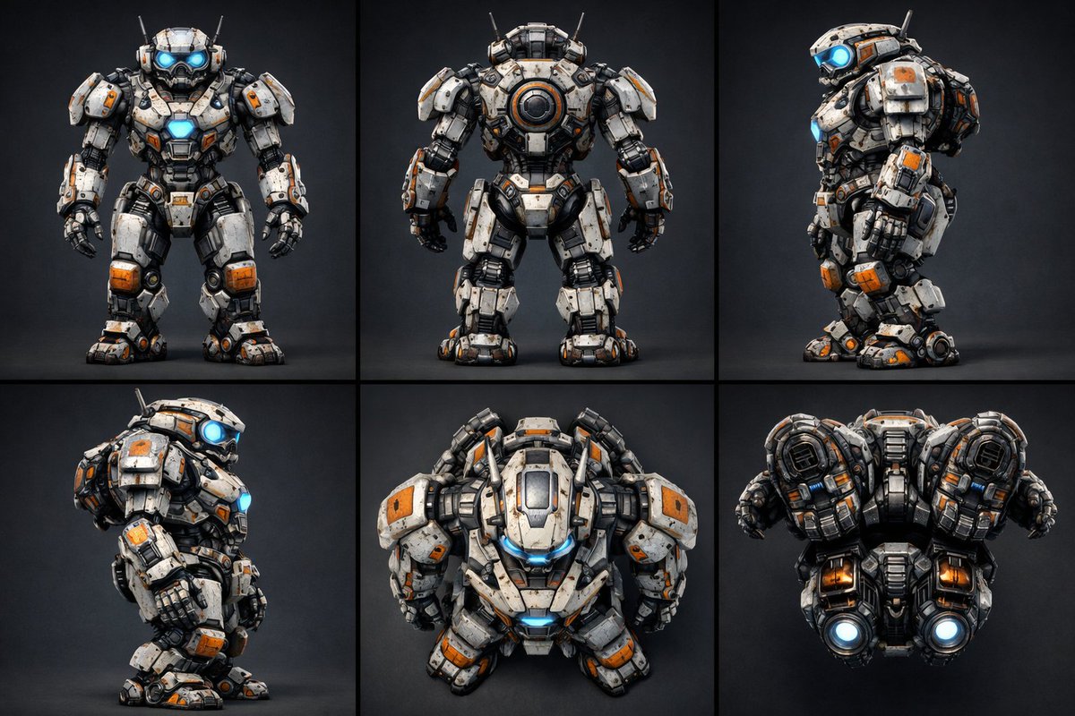 Technical Prompt for 3x2 Robot Character Matrix - Image 1