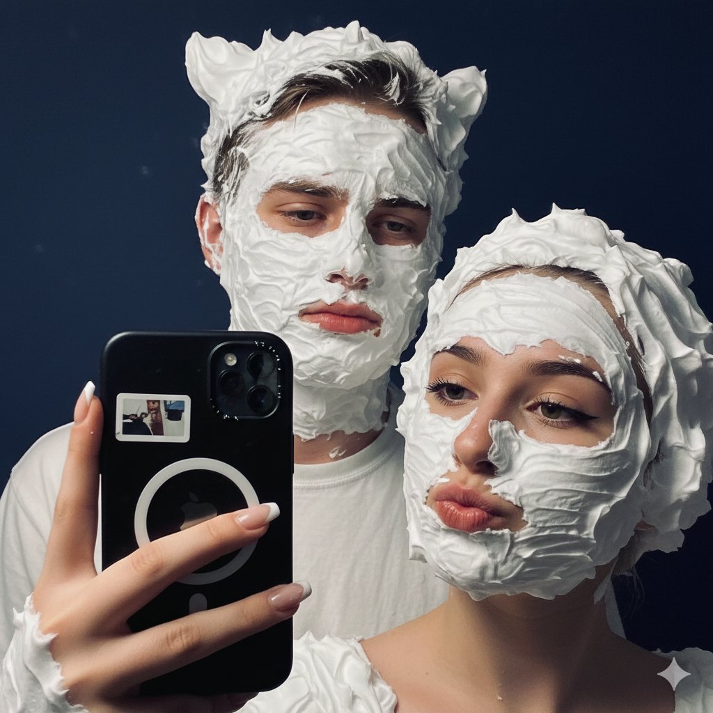 Playful Shaving Cream Mirror Selfie Prompt - Image 2