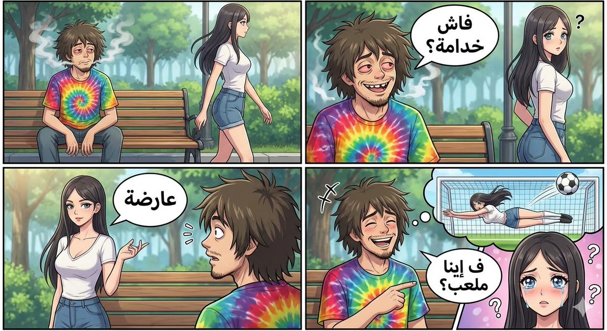 Visual story cartoon for a Moroccan Arabic joke - Image 2