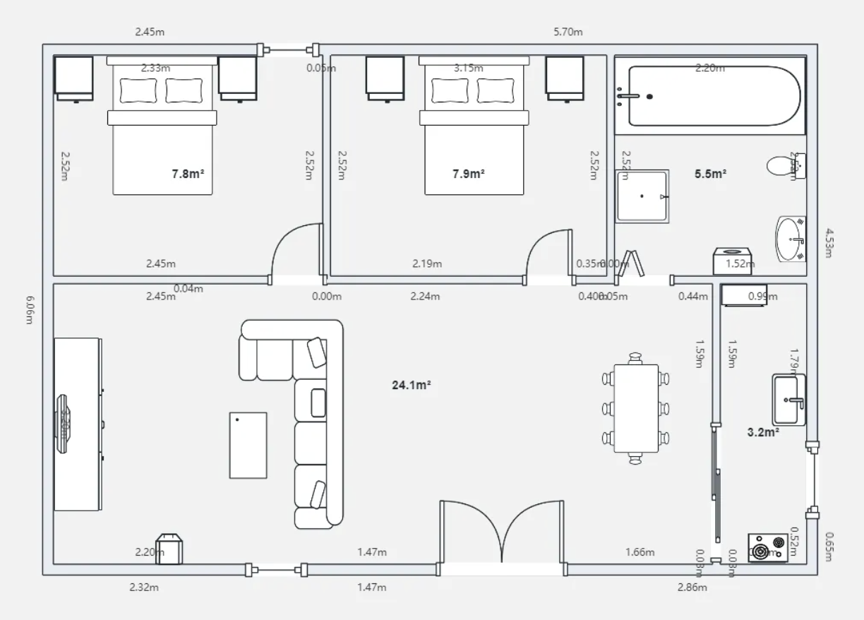 Hard Furnishing Preview (Floor Plan to Design) - Image 1